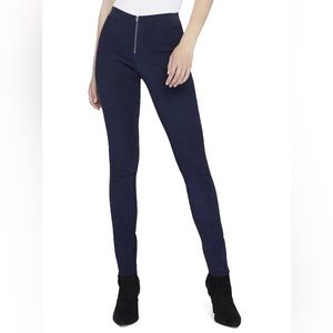 FRONT ZIP SUEDE LEGGING (Navy blue)